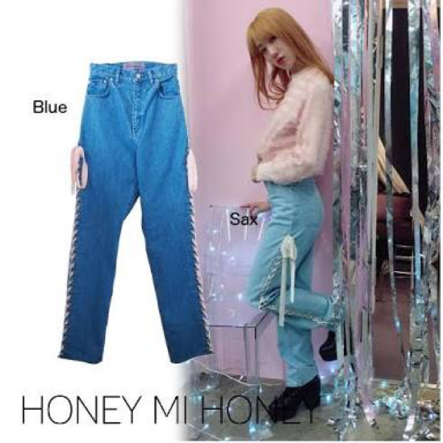 Honey mi Honey(ハニーミーハニー)のhoney mi honey★レースアップデニムパンツ レディースのパンツ(デニム/ジーンズ)の商品写真