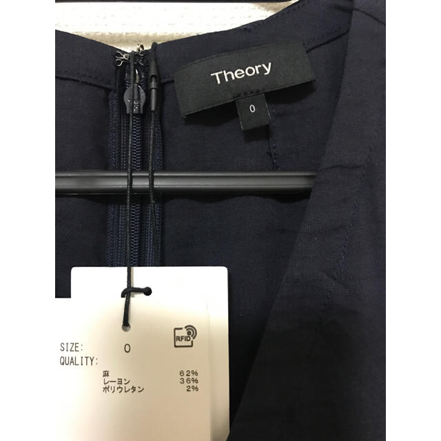 theory(セオリー)の【新品未使用タグ付き】セオリーtheory 紺 無地 膝丈 フレアワンピース レディースのワンピース(ひざ丈ワンピース)の商品写真