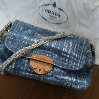 プラダ(PRADA)のPRADAデニムツイードショルダーバッグ(ショルダーバッグ)