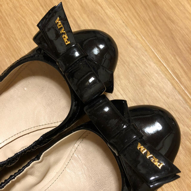 【お値下げ】激安★美品★PRADA★リボンフラットシューズ