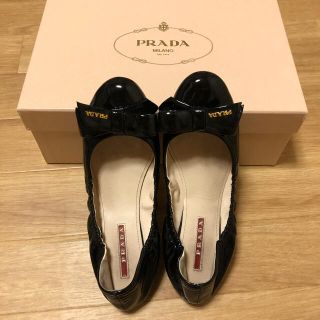 プラダ(PRADA)のPRADA リボン フラットシューズ 美品(バレエシューズ)