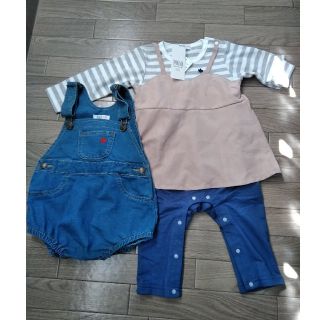 ポロラルフローレン(POLO RALPH LAUREN)の新品！POLO baby　重ね着風ロンパースデニムサロペット2枚セット(ロンパース)