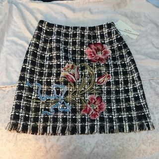 リリーブラウン(Lily Brown)のツイード刺繍台形スカート(ミニスカート)