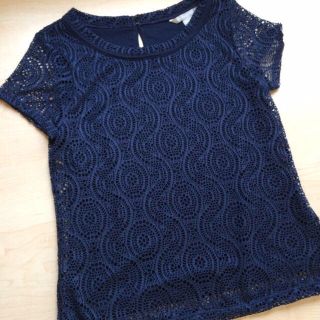 バナナリパブリック(Banana Republic)のバナリパレースTOPS/navy★送料込(カットソー(半袖/袖なし))