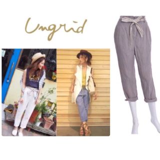 アングリッド(Ungrid)の新品 Ungrid  ハイウエストリネンタックPT(クロップドパンツ)