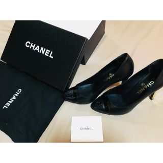 シャネル(CHANEL)の美品 箱 説明書 保存袋 シャネル パンプス ゴールドヒール 37ハーフ C(ハイヒール/パンプス)