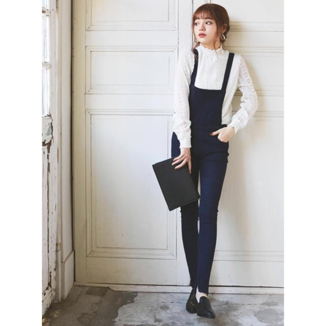 GRL(グレイル)のGRL ストレッチスキニーデニムサロペット ブルー カジュアル 韓国ファッション レディースのパンツ(サロペット/オーバーオール)の商品写真