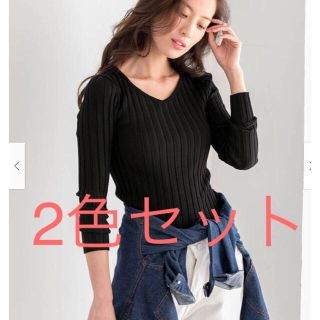 フィフス(fifth)の【新品】fifth  フィットニットVネックトップス(カットソー(長袖/七分))