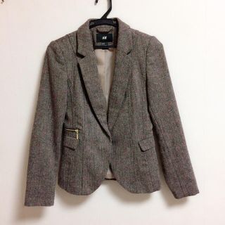 エイチアンドエム(H&M)のH&M ジャケット テーラード ブラウン 茶色 ピンク 34 S〜M 新品未使用(テーラードジャケット)