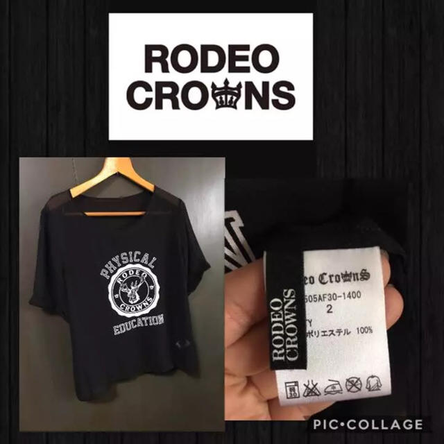 RODEO CROWNS(ロデオクラウンズ)のRODEOCROWNS 半袖カットソー シフォン シースルー サイズ2 新品同様 レディースのトップス(カットソー(半袖/袖なし))の商品写真