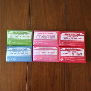 ドクターブロナー(Dr.Bronner)のドクターブロナー マジックソープバー 6個 3種類(ボディソープ/石鹸)