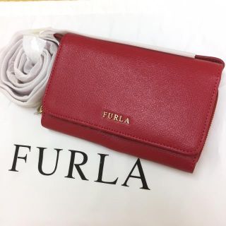 フルラ(Furla)の新品 レア フルラ ショルダーウォレット ミラー RUBY レッド 赤(ショルダーバッグ)