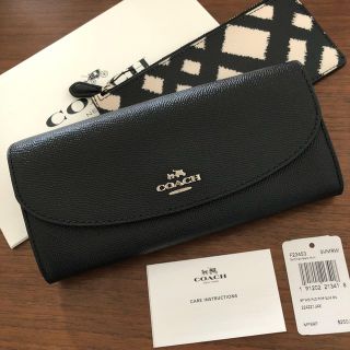 コーチ(COACH)のCOACH コーチ スリムウォレット ブラック ホワイト チェック柄 ポーチ付き(財布)