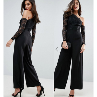 エイソス(asos)のUK8*ASOS*レースワンショルダージャンプスーツ♡(その他ドレス)
