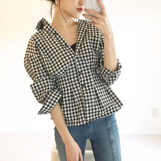 ザラ(ZARA)の新品 ♡ ZARA コンビトップス ギンガムチェック シャツ ブラウス(シャツ/ブラウス(長袖/七分))