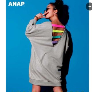 アナップ(ANAP)の【新品・未使用】ANAP ネオンライン スウェット ワンピース(ミニワンピース)