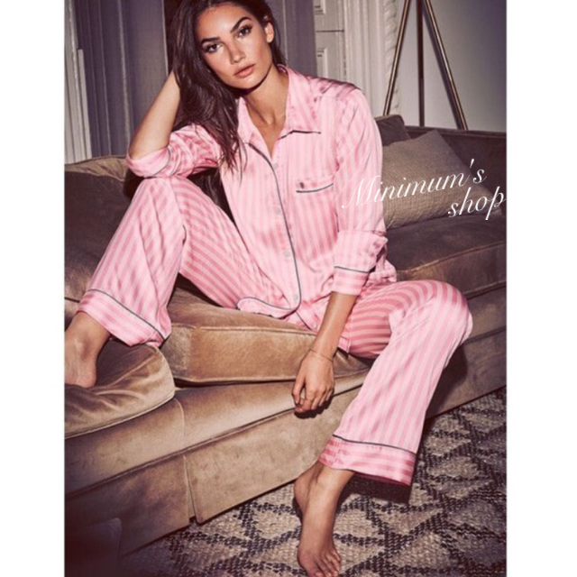 Victoria's Secret - VSサテンピンクボーダーパジャマセットの Victoria's Secret - VSサテンピンクボーダーパジャマセットの
