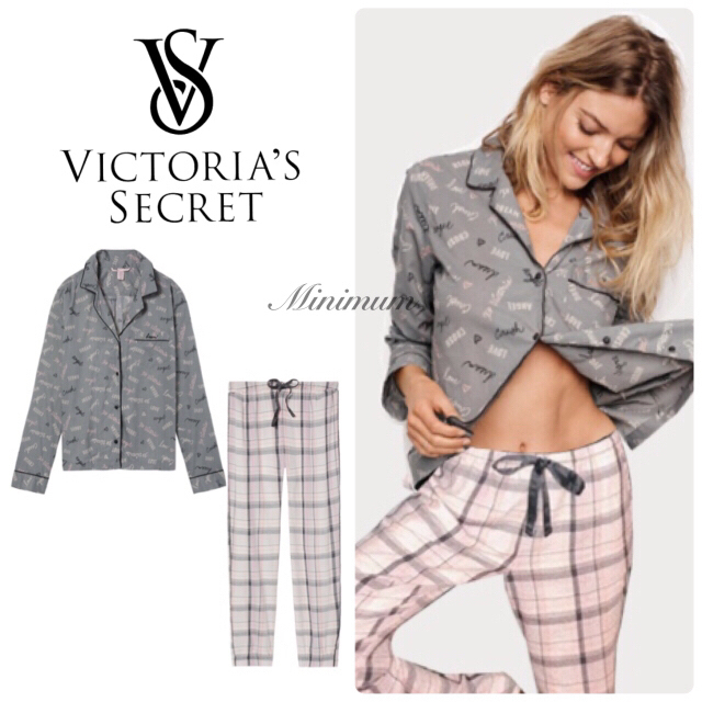 Victoria's Secret(ヴィクトリアズシークレット)のVSパジャマセット(メッセージ×チェック) レディースのルームウェア/パジャマ(パジャマ)の商品写真