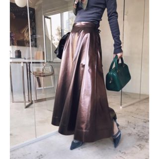 AMERI GLOSSY ENAMEL FLAIR SKIRT ブルー