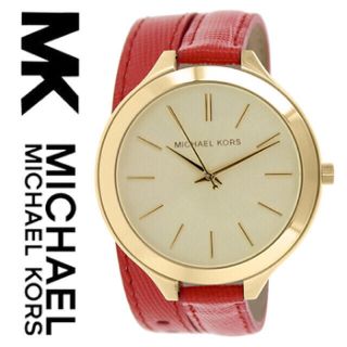 マイケルコース(Michael Kors)の超レア新品★レッド×ゴールド★ダブルストラップウォッチ★マイケルコース腕時計★赤(腕時計)