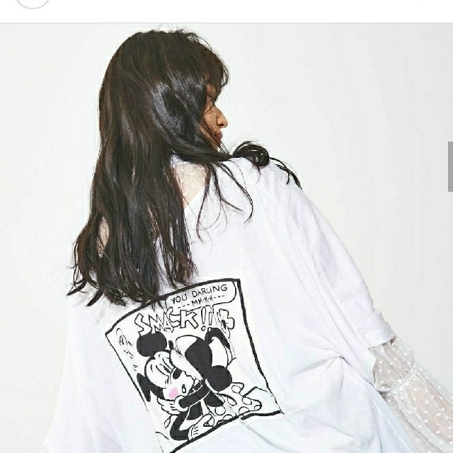 RODEO CROWNS(ロデオクラウンズ)のルミネOPA限定※ルミネ先行RCS LoveMickey5分袖Tシャツ ホワイト レディースのトップス(Tシャツ(半袖/袖なし))の商品写真