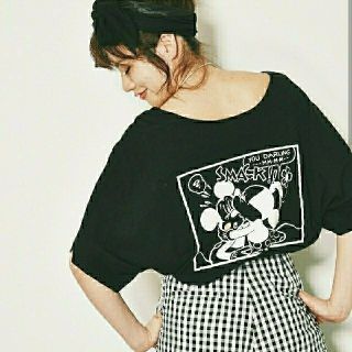 ロデオクラウンズ(RODEO CROWNS)のルミネOPA限定※ルミネ先行RCS LoveMickey5分袖Tシャツ ブラック(Tシャツ(半袖/袖なし))