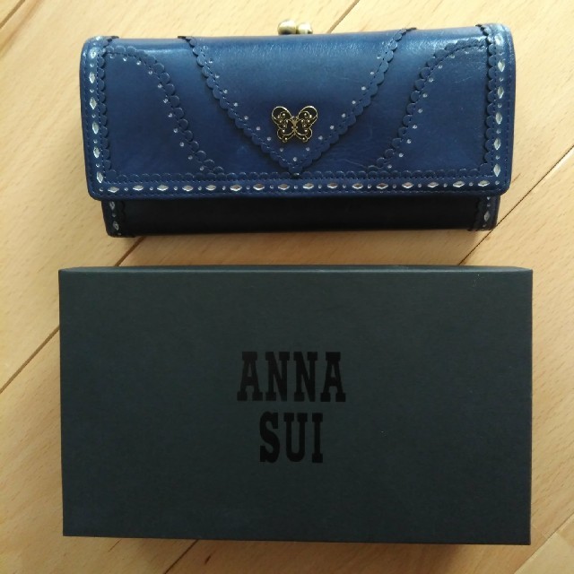 ANNA SUI(アナスイ)のANNA SUI 長財布 がま口 ブルー 美品 レディースのファッション小物(財布)の商品写真