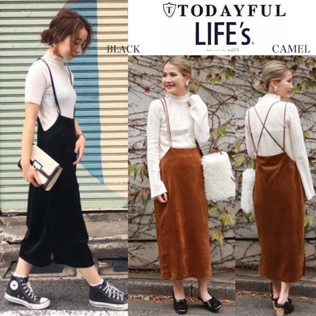 TODAYFUL(トゥデイフル)のtodayful ダブルストラップベルベットスカート レディースのスカート(ロングスカート)の商品写真