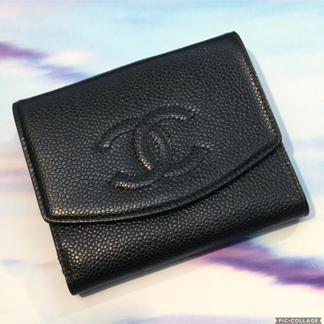 予約販売品】 ○CHANEL - CHANEL シャネル 黒○ 半財布 キャビアスキン