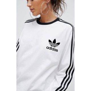 アディダス(adidas)の【 Ｌサイズ】adidas 新品タグ付  3ストライプ ロングTシャツ 白(Tシャツ(長袖/七分))