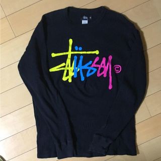 ステューシー(STUSSY)のstussy ロンT ワッフル素材 Lサイズ 黒(Tシャツ/カットソー(七分/長袖))