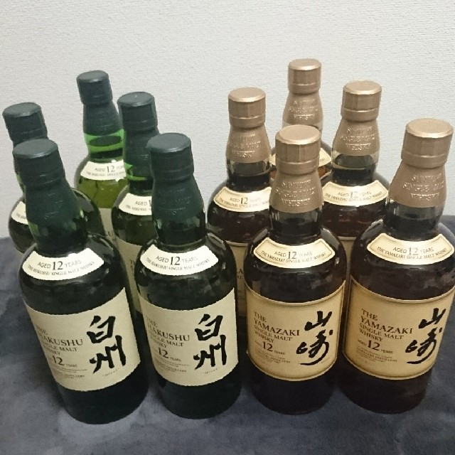 日本直営 【新品・未開封】サントリー山崎12年、白州12年 各5本 合計10