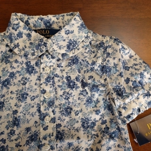 POLO RALPH LAUREN - ラルフローレン 花柄 フリル 半袖 ブラウス シャツ ブルー 2T 90 95の通販 by JUJU