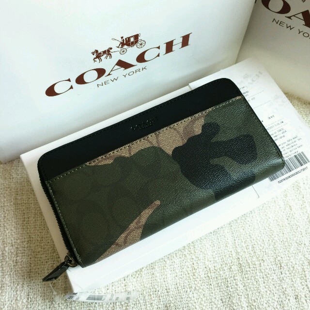 【新品】 COACH メンズ 長財布 正規品 迷彩 Ｆ87189 ブラック