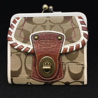 コーチ(COACH)のコーチ オールドコーチ マルチカラー シグネチャー 折財布 レザーコンビ がま口(財布)