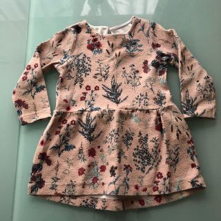 ザラキッズ(ZARA KIDS)のZara babygirl ボタニカル柄ワンピース 98サイズ(ワンピース)