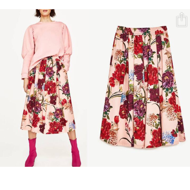 ZARA(ザラ)の新品ZARA    春物 花柄スカート   レディースのスカート(ひざ丈スカート)の商品写真