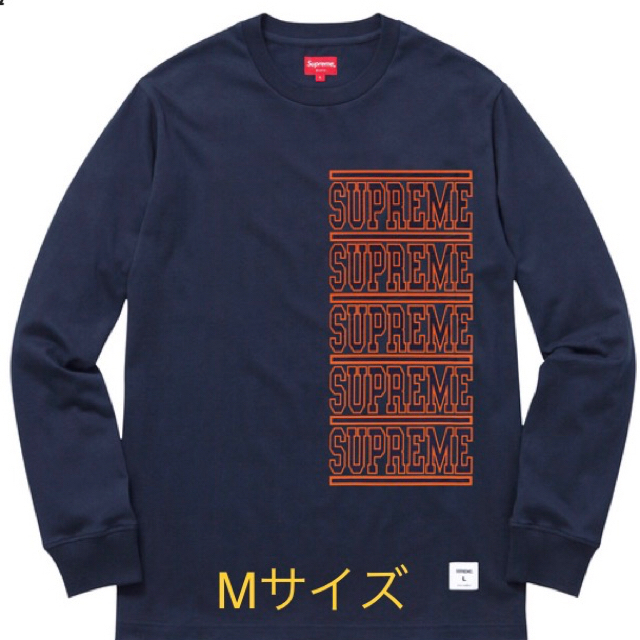 【メーカー包装済】 Supreme - Supreme 2018ss ネイビー top L/S stacked Tシャツ/カットソー(七分/長袖)