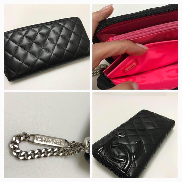 CHANEL(シャネル)のシャネル 長財布 ラウンド ジップ カンボン ピンク ブラック 黒 レザー レディースのファッション小物(財布)の商品写真