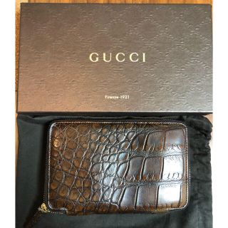 グッチ(Gucci)の中古美品 グッチ クロコダイル アクセサリーケース ダークブラウン(その他)