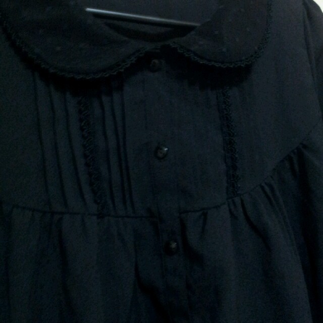 シフォンブラウス黒 レディースのトップス(シャツ/ブラウス(長袖/七分))の商品写真