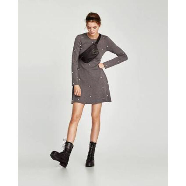 ZARA - sale!新品タグ付☆ZARAザラ☆パール付きAラインニット ZARA - sale!新品タグ付☆ZARAザラ☆パール付きAラインニット