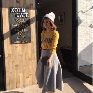 AラインスカートWOOLLEN グレー(ひざ丈スカート)