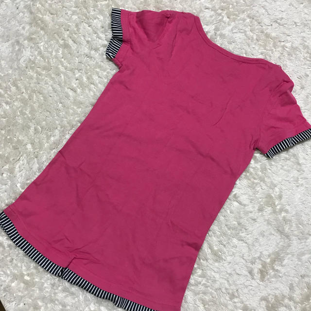 ピンク×ボーダーTシャツ レディースのトップス(Tシャツ(半袖/袖なし))の商品写真