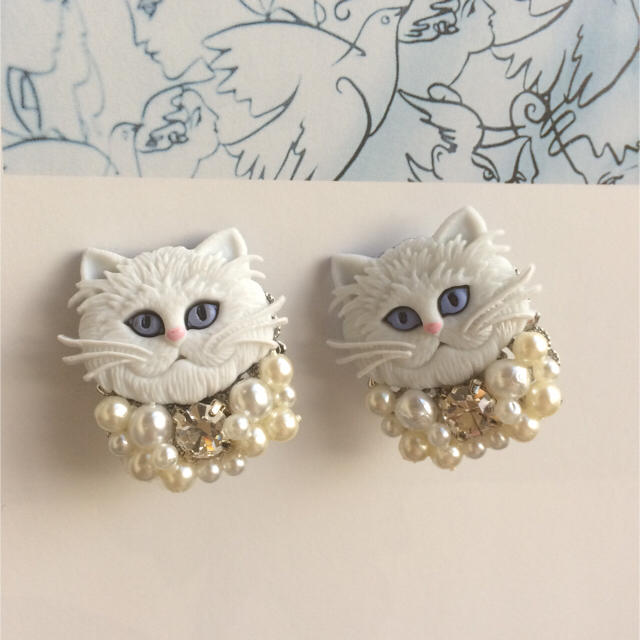IENA(イエナ)の大人気♡Perl cat 猫イヤリング wall アッシュペー レディースのアクセサリー(イヤリング)の商品写真