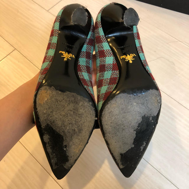 PRADA プラダ パンプス 38.5 チェック ギンガムチェック