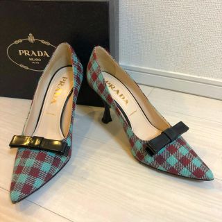 プラダ(PRADA)のPRADA プラダ パンプス 38.5 チェック ギンガムチェック(ハイヒール/パンプス)