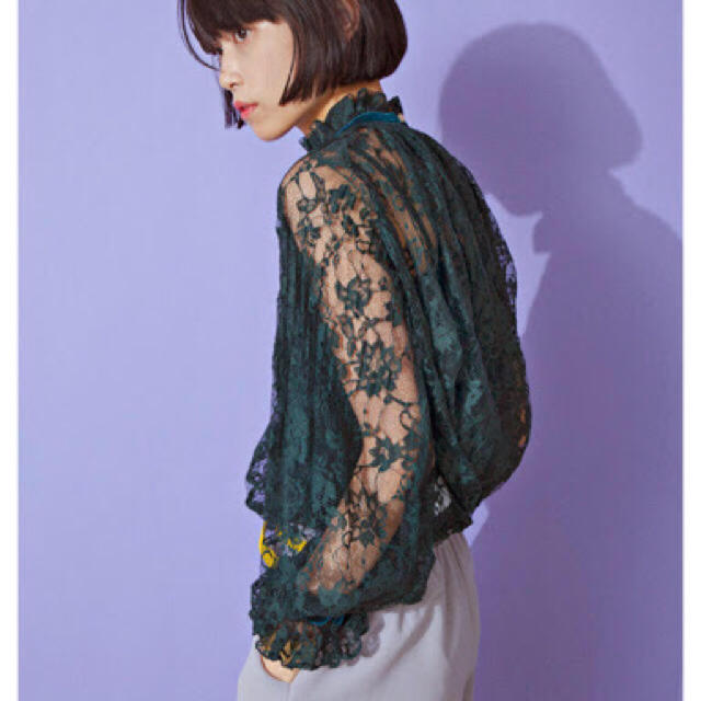 トップスSTAND COLLAR LACE BLOUSE