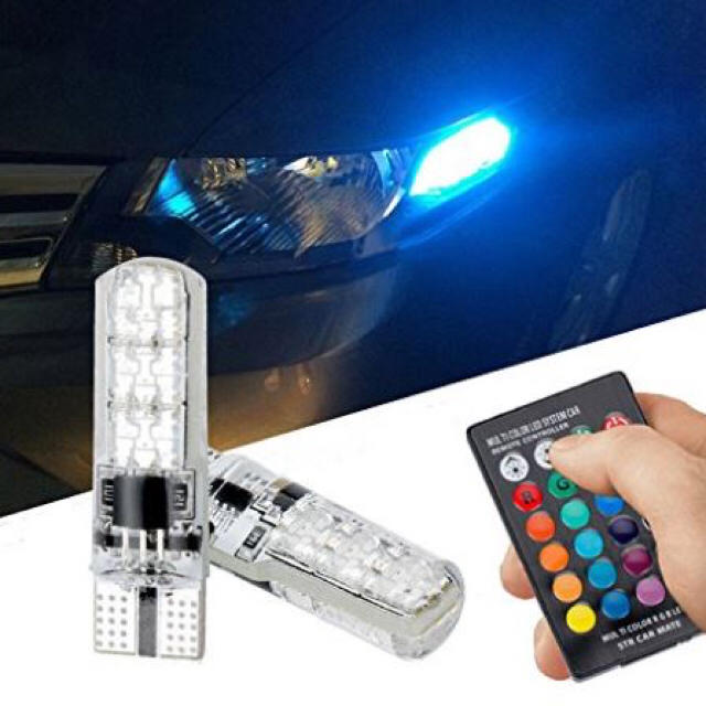 T10 T16 LED RGB リモコン 色選択 ポジション球 ヘッドライト 自動車/バイクの自動車(汎用パーツ)の商品写真