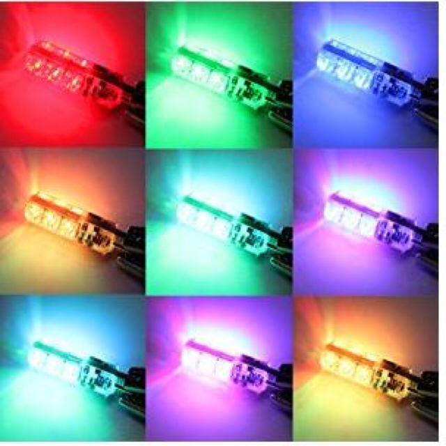 T10 T16 LED RGB リモコン 色選択 ポジション球 ヘッドライト 自動車/バイクの自動車(汎用パーツ)の商品写真